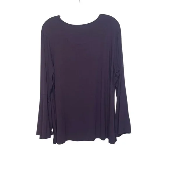 H By Halston Bell Sleeve Top Womens Large Plum Purple - Picture 2 of 8